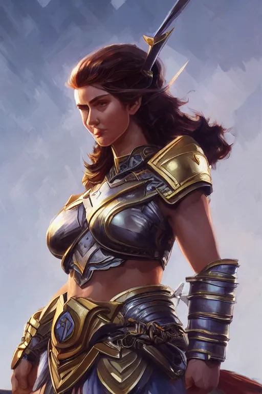 Image similar to amazon valkyrie athena, d & d, fantasy, portrait, highly detailed, headshot, digital painting, trending on artstation, concept art, sharp focus, illustration, art by artgerm and greg rutkowski and magali villeneuve