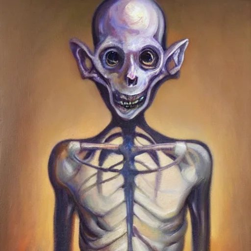 Image similar to humanoid creature, oil painting, horror