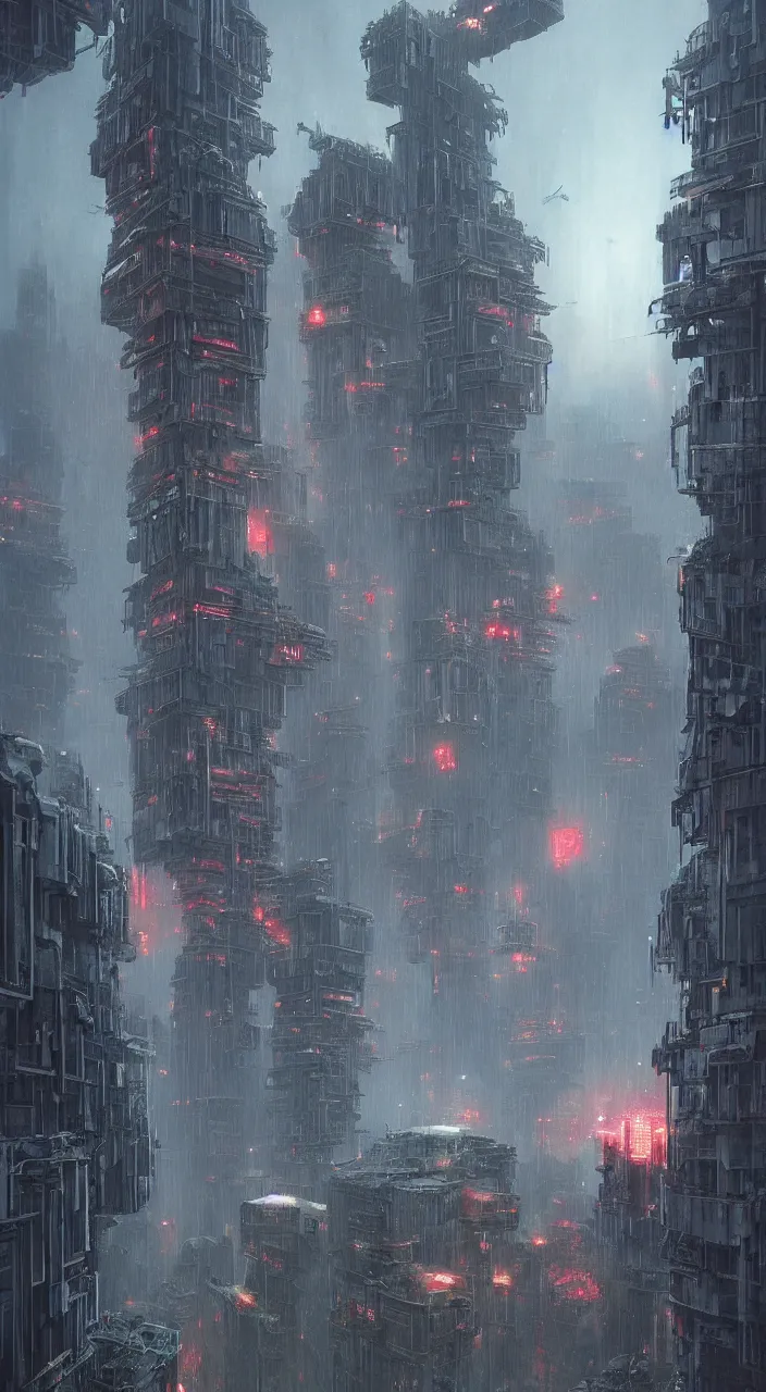 Image similar to highly detailed brutalist architecture city, star wars imperial style, while it's raining, stephen bliss, unreal engine, fantasy art by greg rutkowski, loish, rhads, ferdinand knab, makoto shinkai, ilya kuvshinov, rossdraws, global illumination, radiant light, detailed and intricate environment