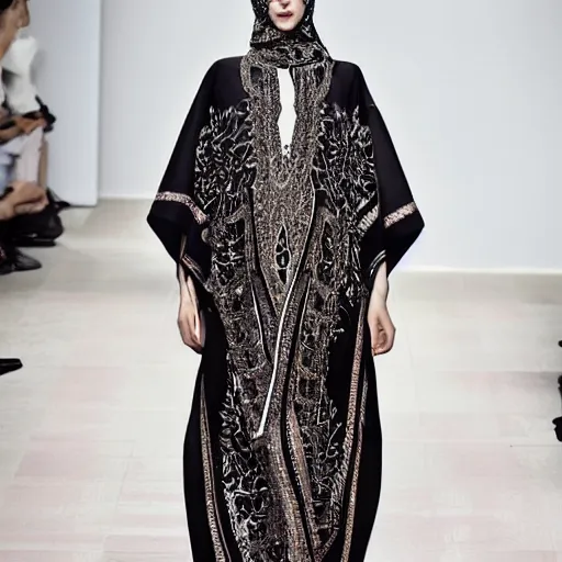 Prompt: a traditional arabic kaftan in a modern way, hedi slimane, balenciaga, fashion design, photography