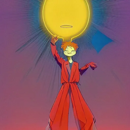 Prompt: a powerful psychic guy emitting psychic powers, psychic, psychic powers, magic, ufotable studio art style, by moebius, by jamie hewlett, aesthetic!,