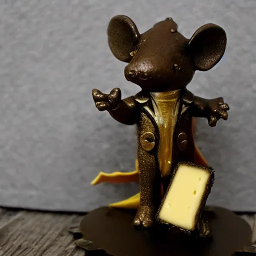 Image similar to dino mouse, guarding golden cheese, steampunk