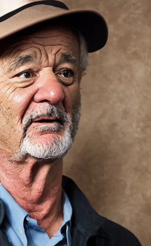 Image similar to bill murray talking stupidly, cinematic composition and lighting