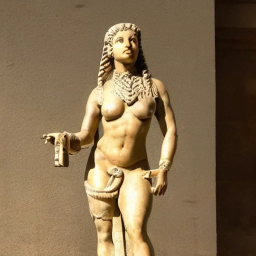 Image similar to ancient roman statue of nicki minaj, hyper real, futuristic