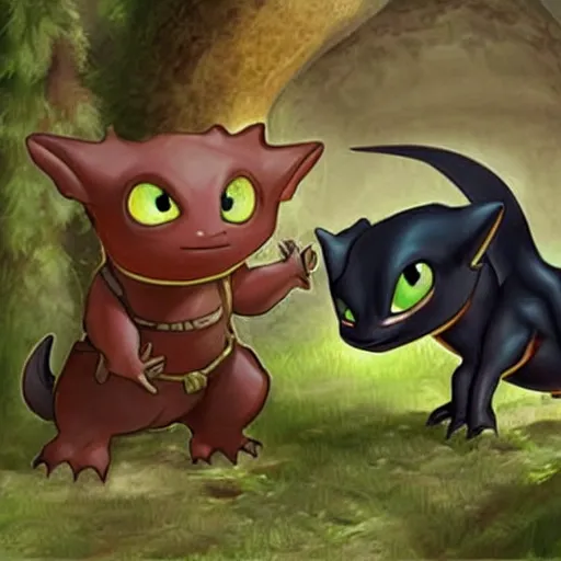 Image similar to toothless and hiccup fused together,