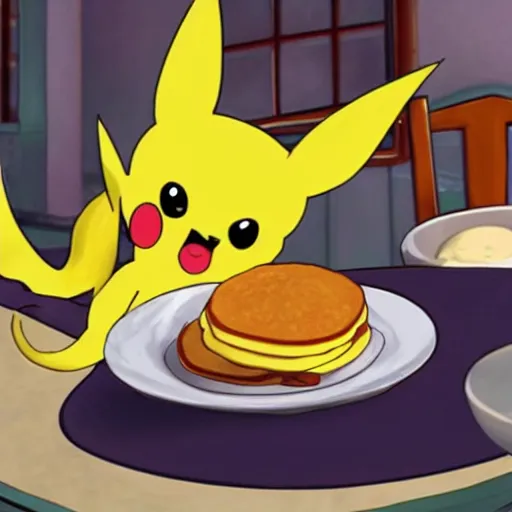 Prompt: shinx pokemon eating pancakes - n 9