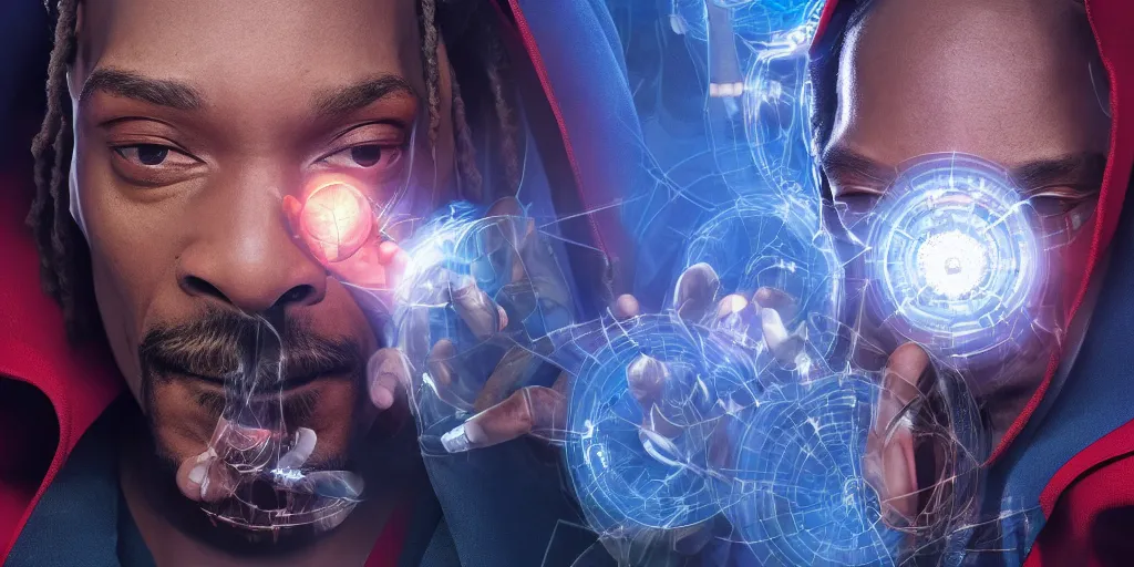 Image similar to snoop dogg doctor strange, refractions, highly detailed, environmental light, cinematic by francis tneh