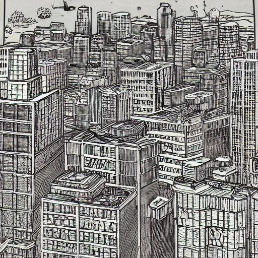 Prompt: a city by q hayashida, highly detailed, cityscape, professionally drawn