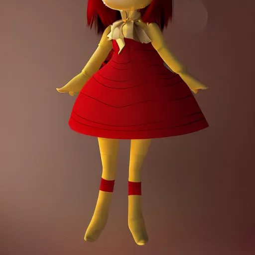 Image similar to cute fumo plush of a girl in a red and gold dress, high quality material bssrdf, vray, anime girl