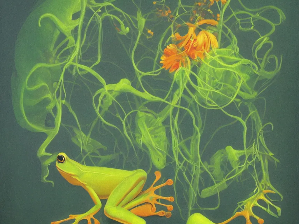 Prompt: the roots of the frog. painting by luigi serafini, agnes pelton