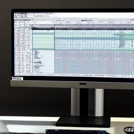 Image similar to a monitor with a spreadsheet photo realistic studio lighting