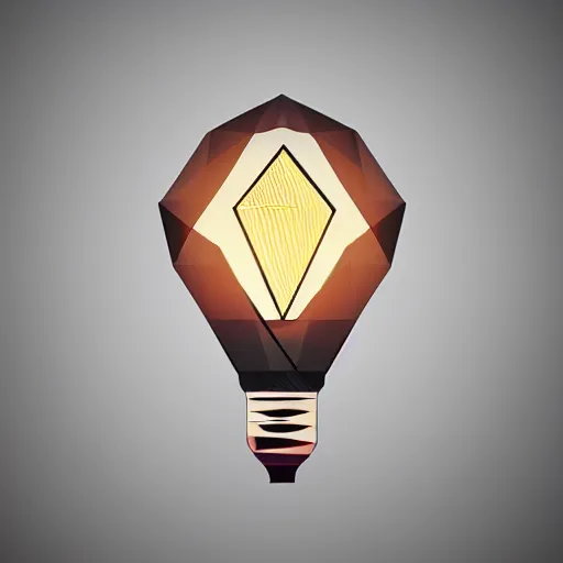 Prompt: an upright lightbulb, artwork by Petros Afshar, geometric, low-poly, Artstation