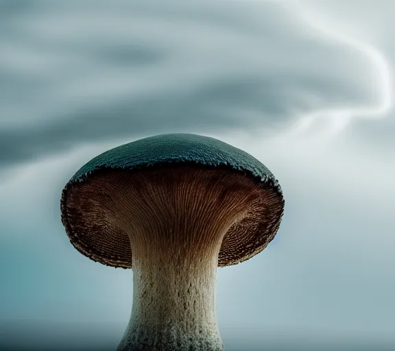 Prompt: a giant mushroom engulfs a whole kingdom and reaches above the clouds. intricate. lifelike. soft light. sony a 7 r iv 5 5 mm. cinematic post - processing