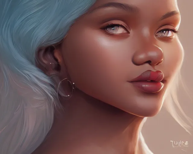 Image similar to A beautiful cream skinned woman with a square jaw puffy cheeks and ears that stick out, mischievous grin, HD, illustration, epic, fantasy, intricate, elegant, amazing detail, digital painting, artstation, concept art, smooth, sharp focus, illustration, art by Turine Tran