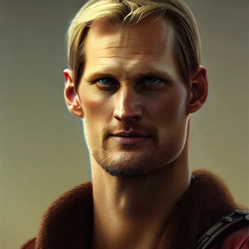 Image similar to alexander skarsgard, cg animation, riot entertainment realistic, character select portrait, by artgerm, greg rutkowski, alphonse mucha, 3 d