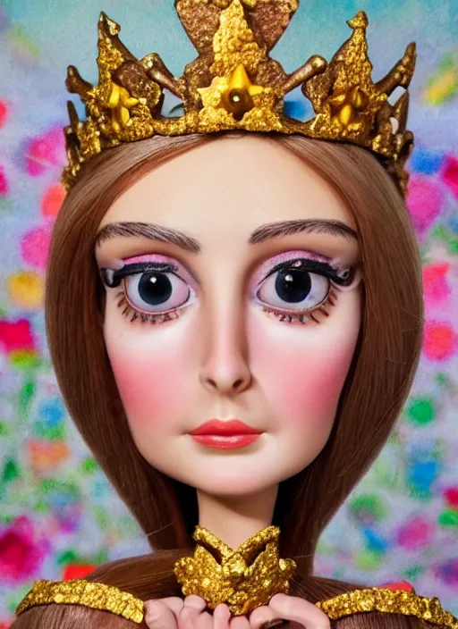 Prompt: closeup face profile portrait of tin toy sharon tate as a fairytale princess wearing a crown eating cakes, bikini, depth of field, zeiss lens, detailed, symmetrical, centered, fashion photoshoot, by nicoletta ceccoli, mark ryden, lostfish, breathtaking, 8 k resolution, extremely detailed, beautiful, establishing shot, artistic, hyperrealistic, octane render