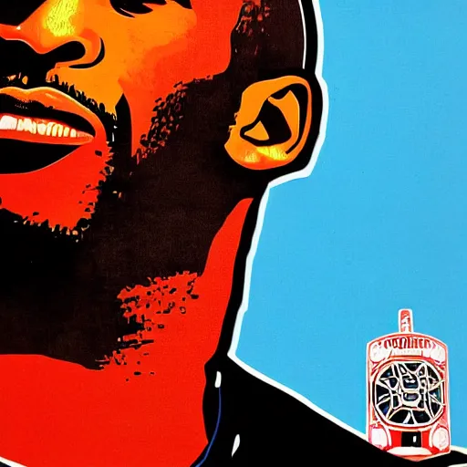 Prompt: Sideview Portrait of kobe bryant by Shepard Fairey