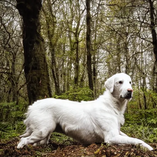 Image similar to white retriever in a forest