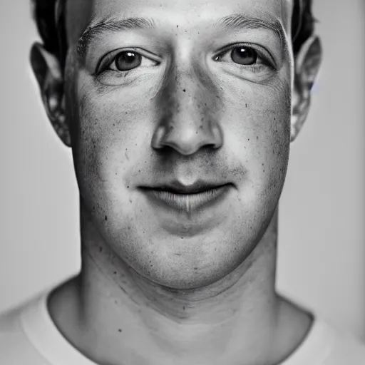 Image similar to A 35mm portrait of Mark Zuckerberg with neck tattoos