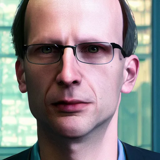 Image similar to philosopher nick bostrom portrait at oxford in cyberpunk 2 0 7 7 3 8 4 0 x 2 1 6 0 simulation hypothesis