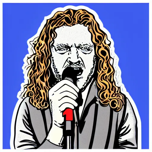 Image similar to 1 9 7 0 - young - robert - plant from led zepelin singing into the microphone, swagger, sticker - art, svg vector, adobe - illustrator