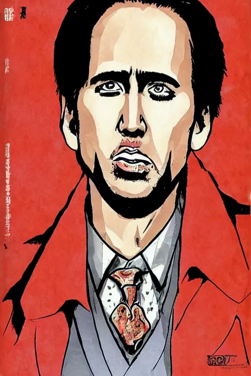 Prompt: Portrait of Nicholas Cage as a manga character