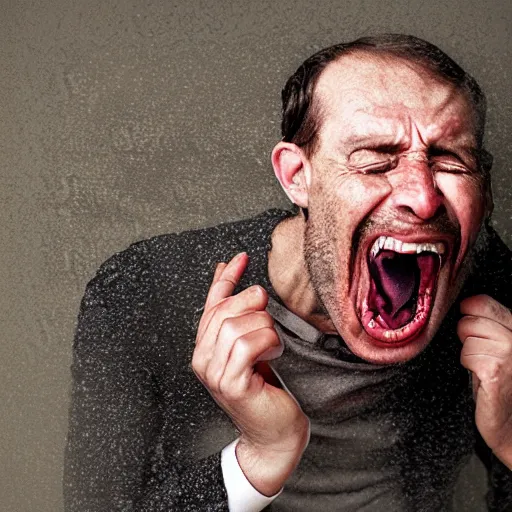 Prompt: a screaming man trapped in a jar