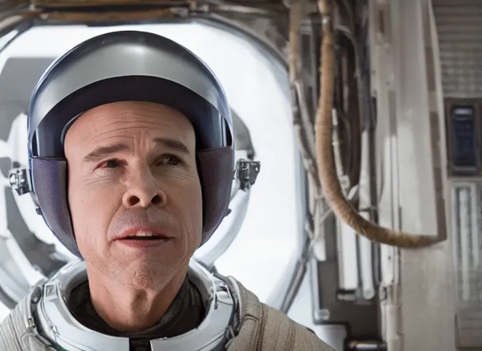 Prompt: film still of Clint Howard as Cooper in Interstellar, 4k