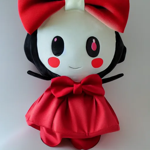 Prompt: cute fumo plush of a girl in a bow tie and red ribbon, anime girl