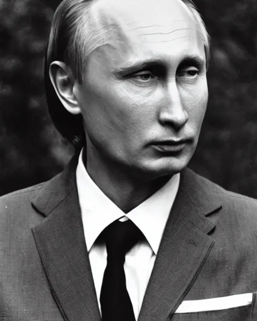 Image similar to a portrait of a 1 9 6 0 s hippie looking like vladimir putin