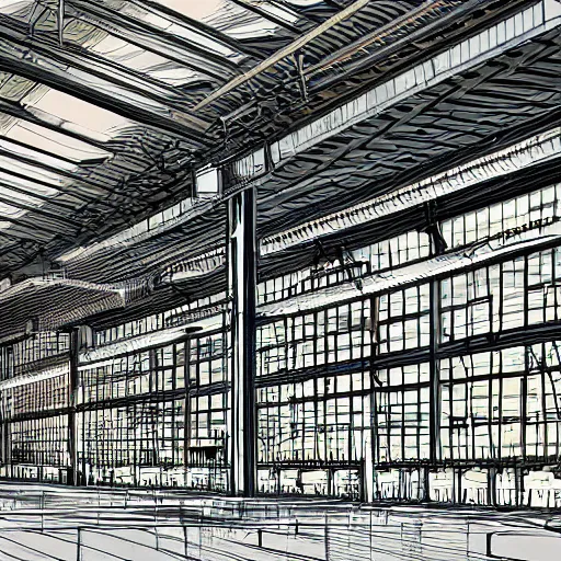 Image similar to detailed factory, digital art, wimmelbilder