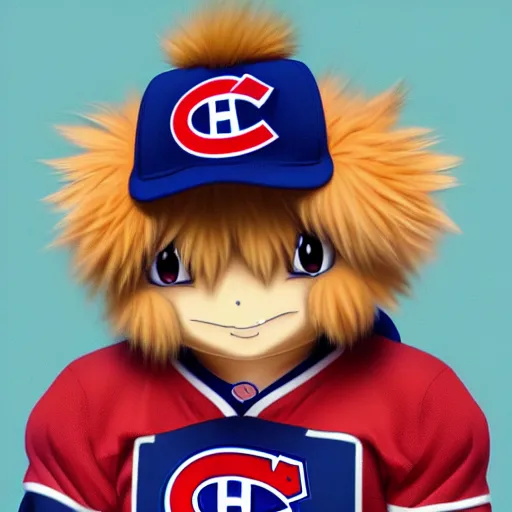 Image similar to anime Portrait of Youppi the Habs Montreal Canadiens Mascot as a very cute powerful and friendly pokemon, highly detailed anime, high evolution, 1990s, legendary, smooth, sharp focus, dynamic lighting, intricate, trending on ArtStation, illustration pokemon, art by WLOP