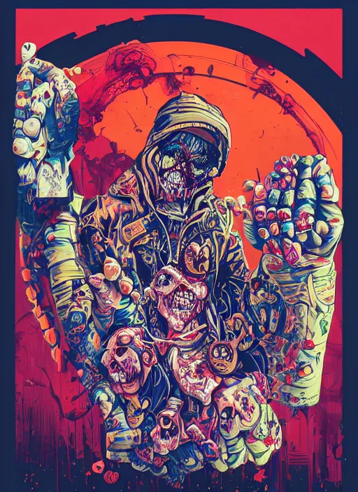 Image similar to zombie dreads full body hiphop streetwear drip, tristan eaton, victo ngai, artgerm, rhads, ross draws