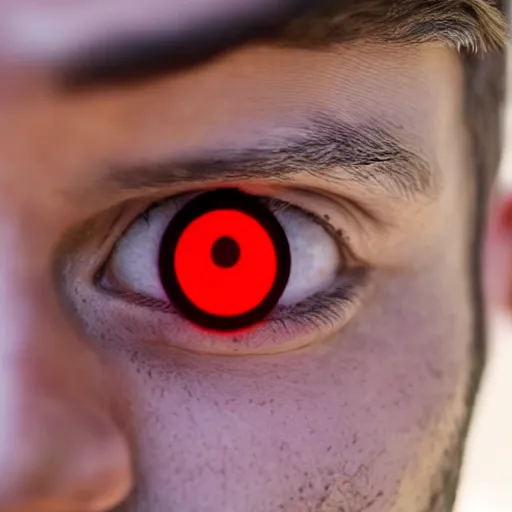 Image similar to a man with red glowing eyes