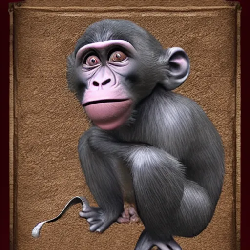 cursed hyper realistic monkey staring side eye