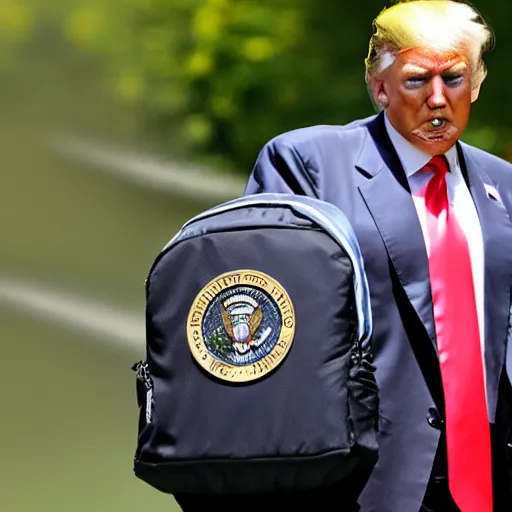 Image similar to donald trump with rocket backpack