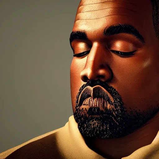 Image similar to kanye west face from the side, intricate, cgsociety, unreal engine, octane render, sharp focus, smooth, volumetric lighting, cinematic composition, artstation