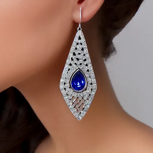 Image similar to teardrop sapphire earrings. great gatsby