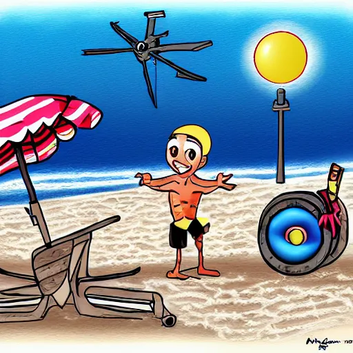 Prompt: special ops at the beach, cartoon, digital art