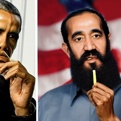 Image similar to a photo of obama and bin laden smoking a cigarette