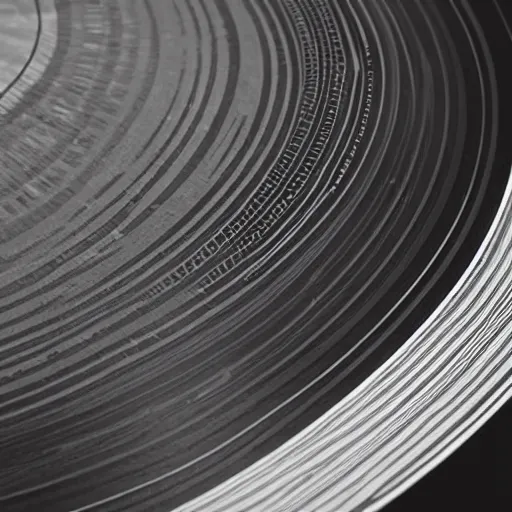 Prompt: detailed close-up of grooves of a vinyl record