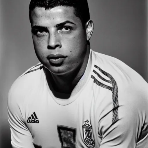 Prompt: ronaldo nazario by yousuf karsh, head and shoulders