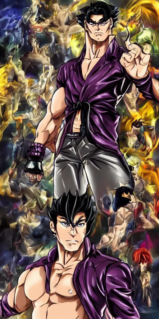 Image similar to Van Darkholme in JoJo's bizarre adventure anime style