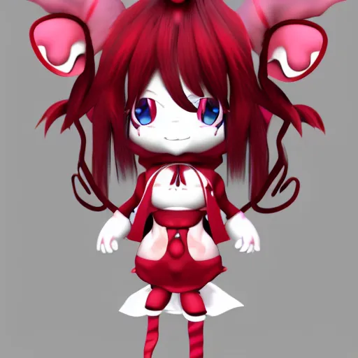 Prompt: cute fumo plush girl imp with a red heart on her forehead, vray