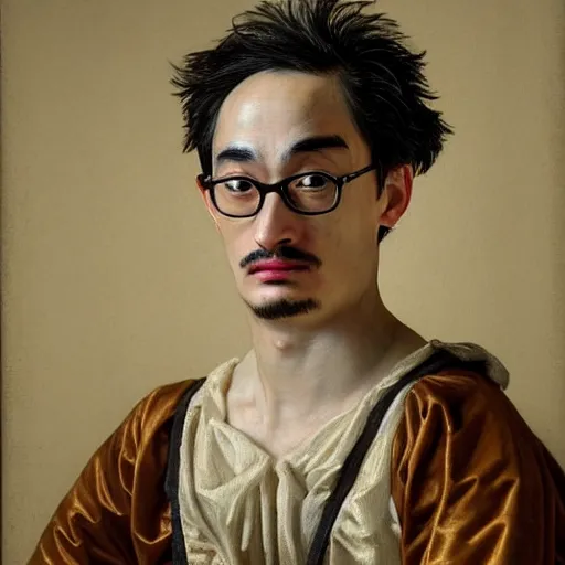 Image similar to A 17th century Baroque Painting of Filthy Frank, grainy, realistic, hyperrealistic, very realistic, very very realistic, highly detailed, very detailed, extremely detailed, detailed, digital art, trending on artstation, detailed face, very detailed face, very detailed face, realism, HD Quality, 8k resolution, intricate details, body and head in frame, painting, oil painting, trending on deviantart, Baroque Painting