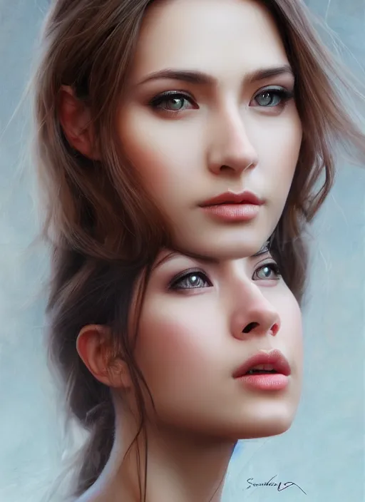 Image similar to photo of a gorgeous young woman in the style of stefan kostic, realistic, sharp focus, 8 k high definition, insanely detailed, intricate, elegant, art by stanley lau and artgerm