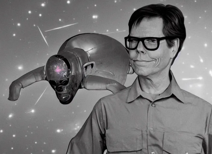 Prompt: an epic concept masterpiece of bob lazar existing in his own mind within area 5 1