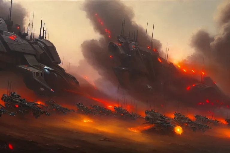 Image similar to grim oil painting of weaponized high technology battlefield in a village magali villeneuve, trending on artstation