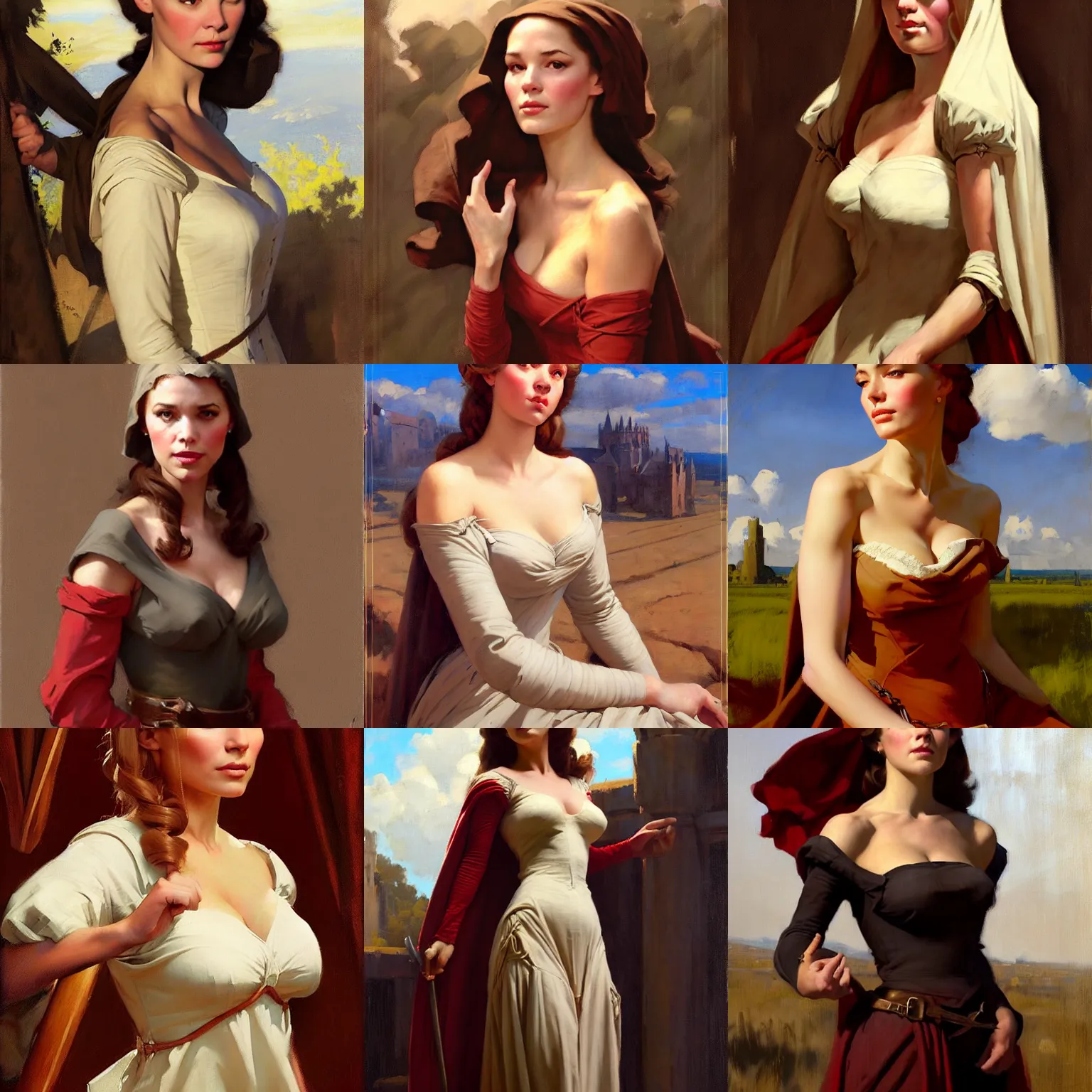 Prompt: greg manchess portrait medieval 1 4 0 0 s maiden in cotton shift, matte painting, trending on artstation, gil elvgren, greg rutkowski, magali villeneuve, artgerm, jeremy lipkin, michael garmash and, rey