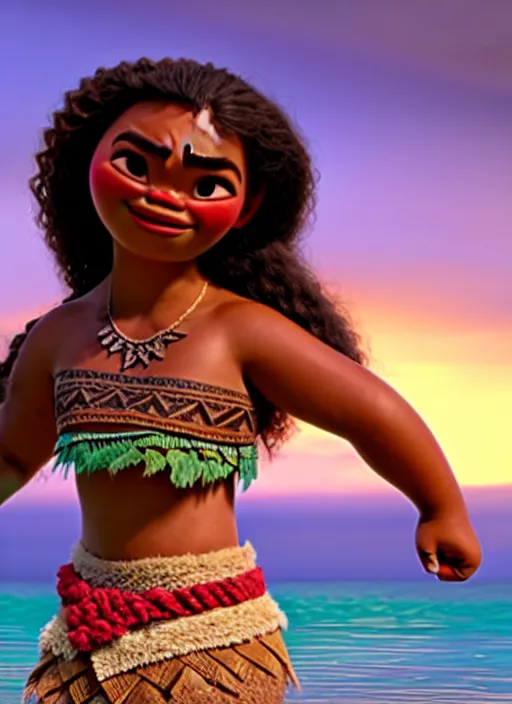 Image similar to moana, soft natural light, stillframe